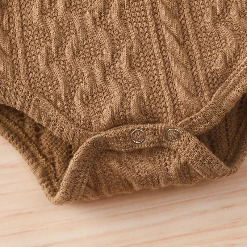Ensemble body + pantalon pour bébé fille ou garçon – vêtements d'automne – manches longues – pull à boutons et pantalon en tricot