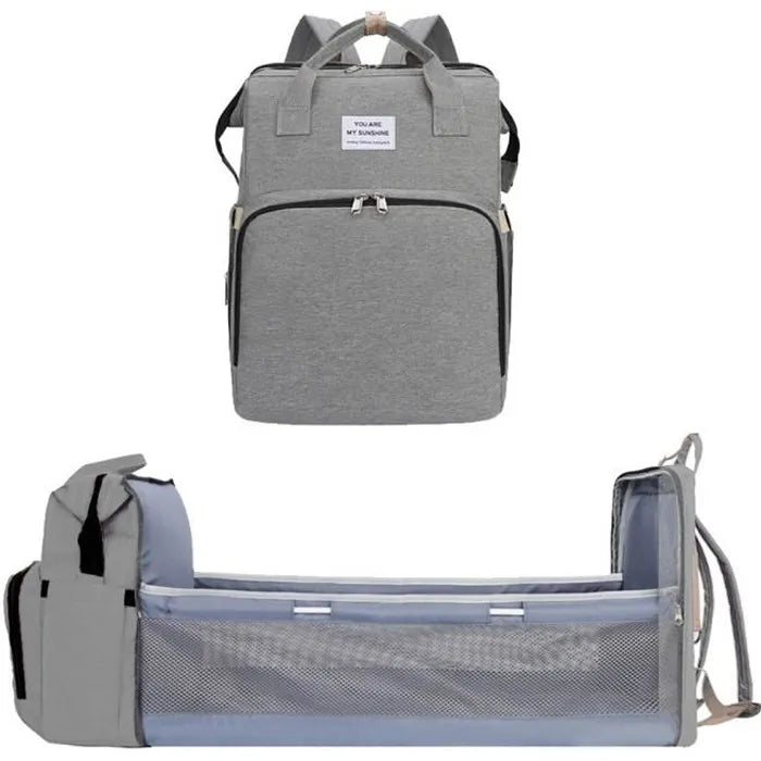 Sac à Langer pour Bébé Sac à Dos, Sacs à Langer Grande Capacité, Sac à Langer de Voyage Portable Avec Lit Pliable, Sac à Dos pour Lit Bébé